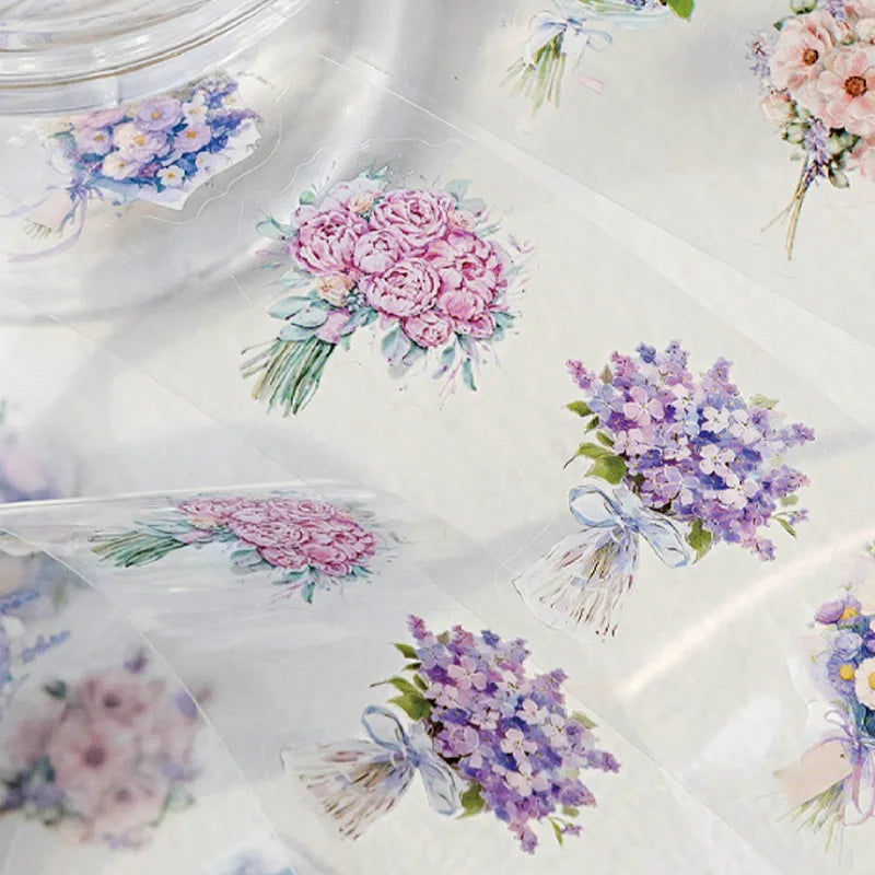 Stickers Tape 40mm*2m Bouquet Bouquet Die-Cut Tape Scrapbooking Stationery DIY & Handbook Mobile Phone Case Notebook Decoration Qme