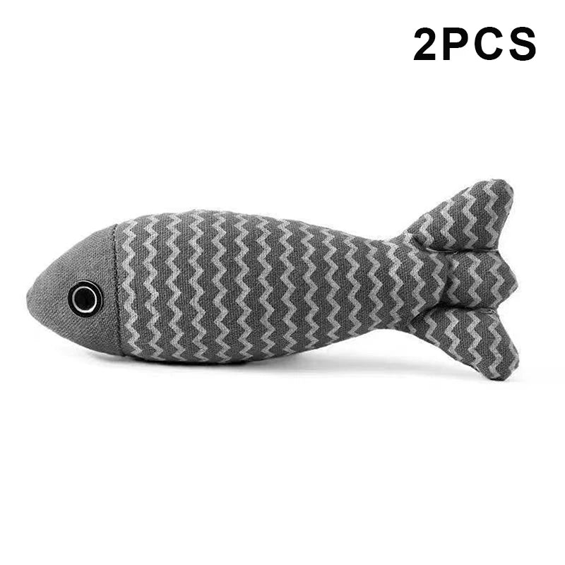 2 Kitten Teeth Grinding Pillow Chewing Toy Claws Thumb Bite Pet Fish Qme A3