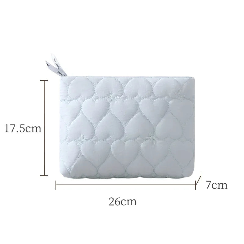 A New Bow Pattern Women Makeup Bag, Zipper Cosmetic Organizer Pouch, Portable Travel Wash Toiletry Storage Bag for Ladies Qme blue