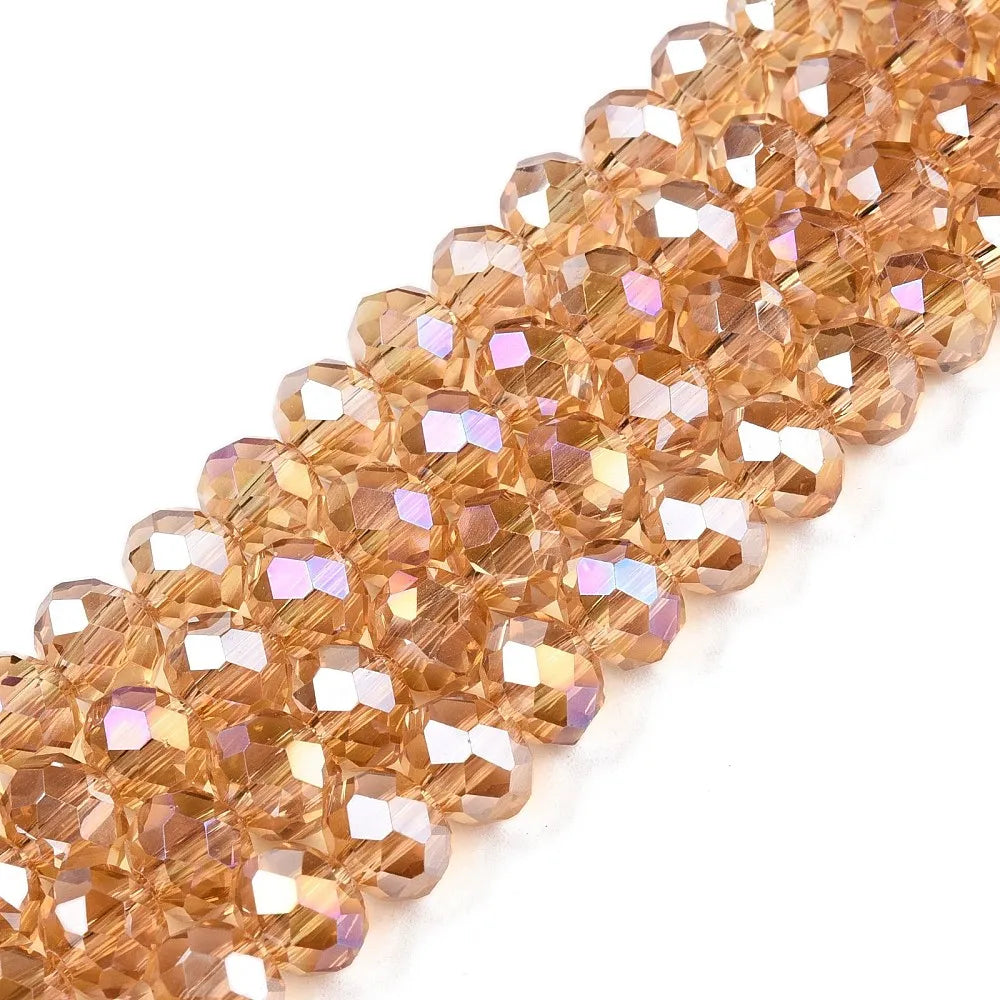 PandaHall 20strands glass Multicolor Beads AB Plated Faceted 8x6mm for DIY Jewelry Making Qme Goldenrod