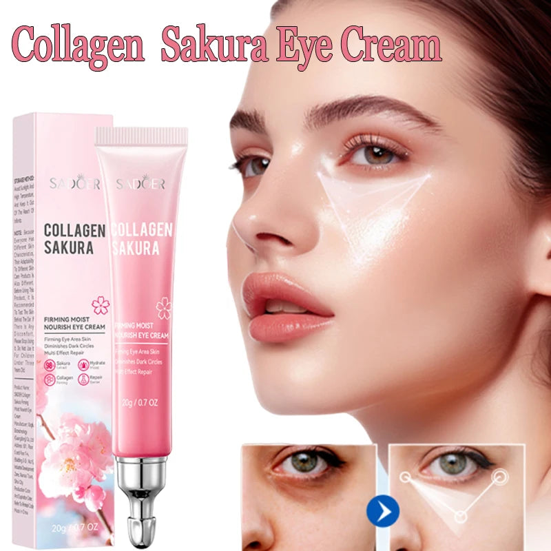 Sakura Collagen Eye Cream Faded Dark Circles Reduce Eyes Bags Firming Lifting Moisturizing Eye Creams Beauty Eyes Skin Care Qme