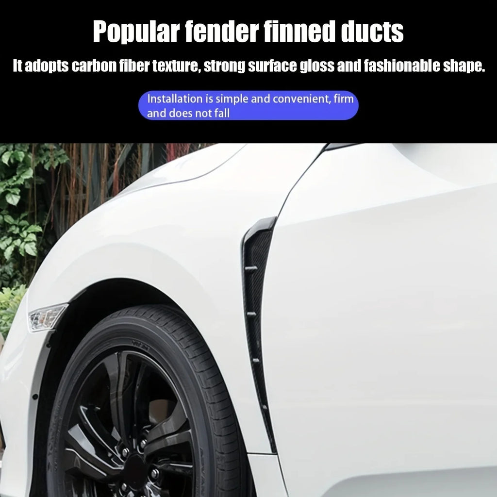 Car Fender Side Vent, 2pcs Carbon Fiber Spoiler Body Trim Cover, Airflow Inlet Air Hole Grille, Car Accessories For Most Cars Qme