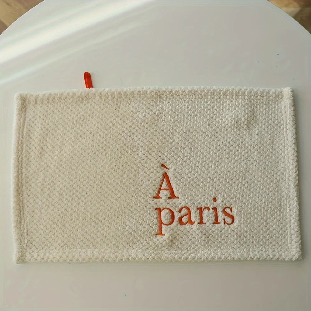 1pc minimalist texture small square towel, embroidered with letters, soft and absorbent without shedding hair, hand towel Qme ORANGE RED