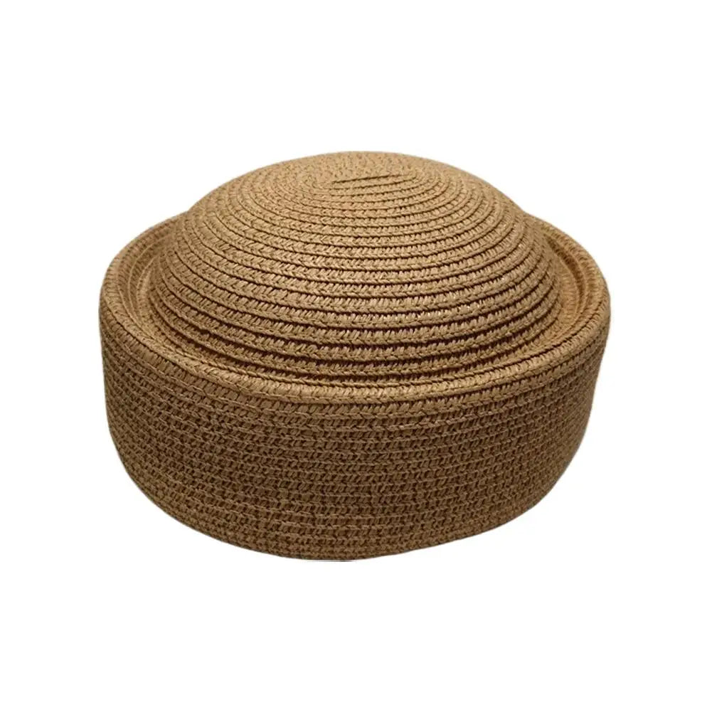 Round Raffia Straw Hats Women's Hat Summer Sunscreen Outdoor Qme B One size