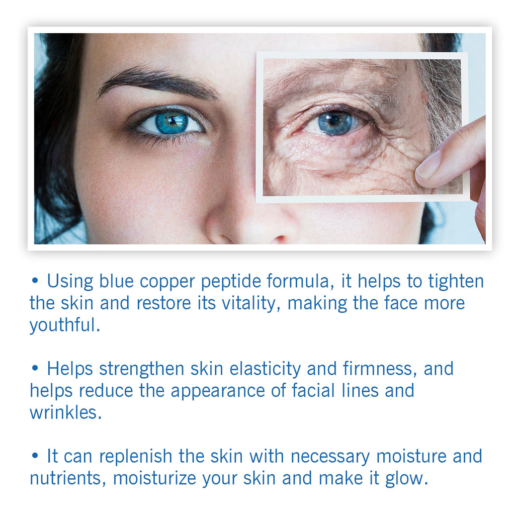 Blue Copper Peptide Firming Essence Skin Tightening Rejuvenating Hydrating Firming Face Serum Improves Texture Fast Absorbing Qme