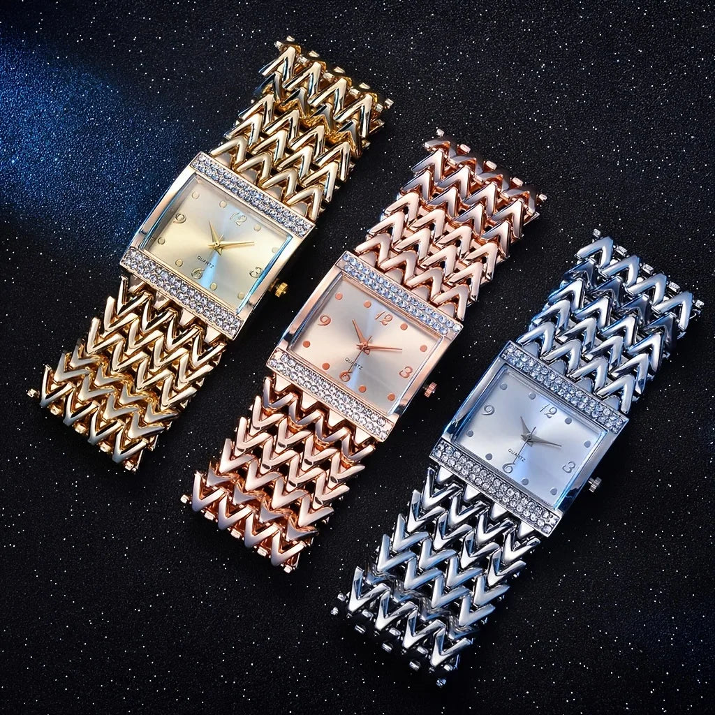 Fashion Luxury Bracelet Watches For Women Stylish Golden Silver Stainless Strap Ladies Quartz Wristwatch Clock Casual Qme