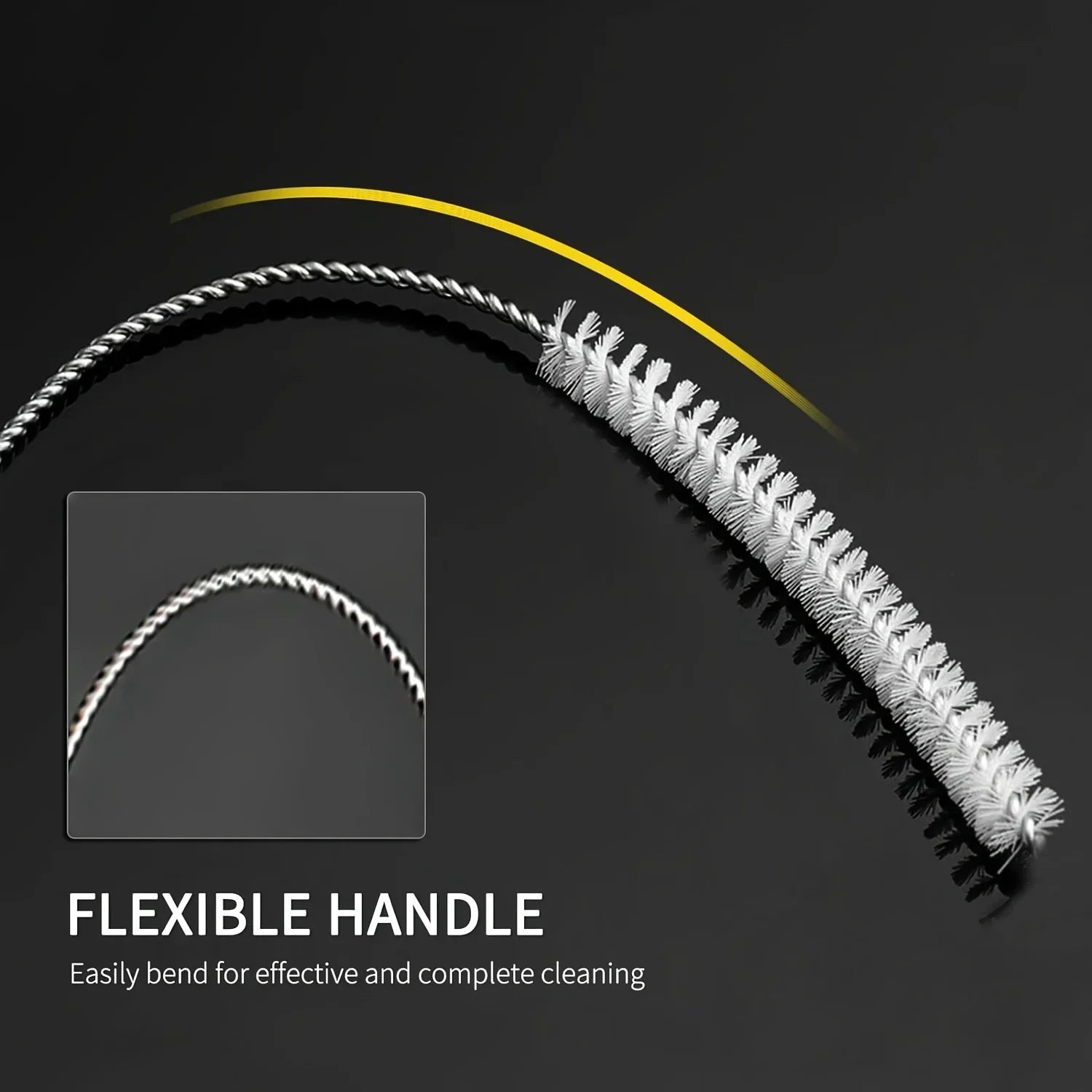 Multi-Purpose Cleaning Brush with Handle for Kitchen Pipes, Straws, Decanters, Nozzles, and Tubes - 3pcs/Set Qme