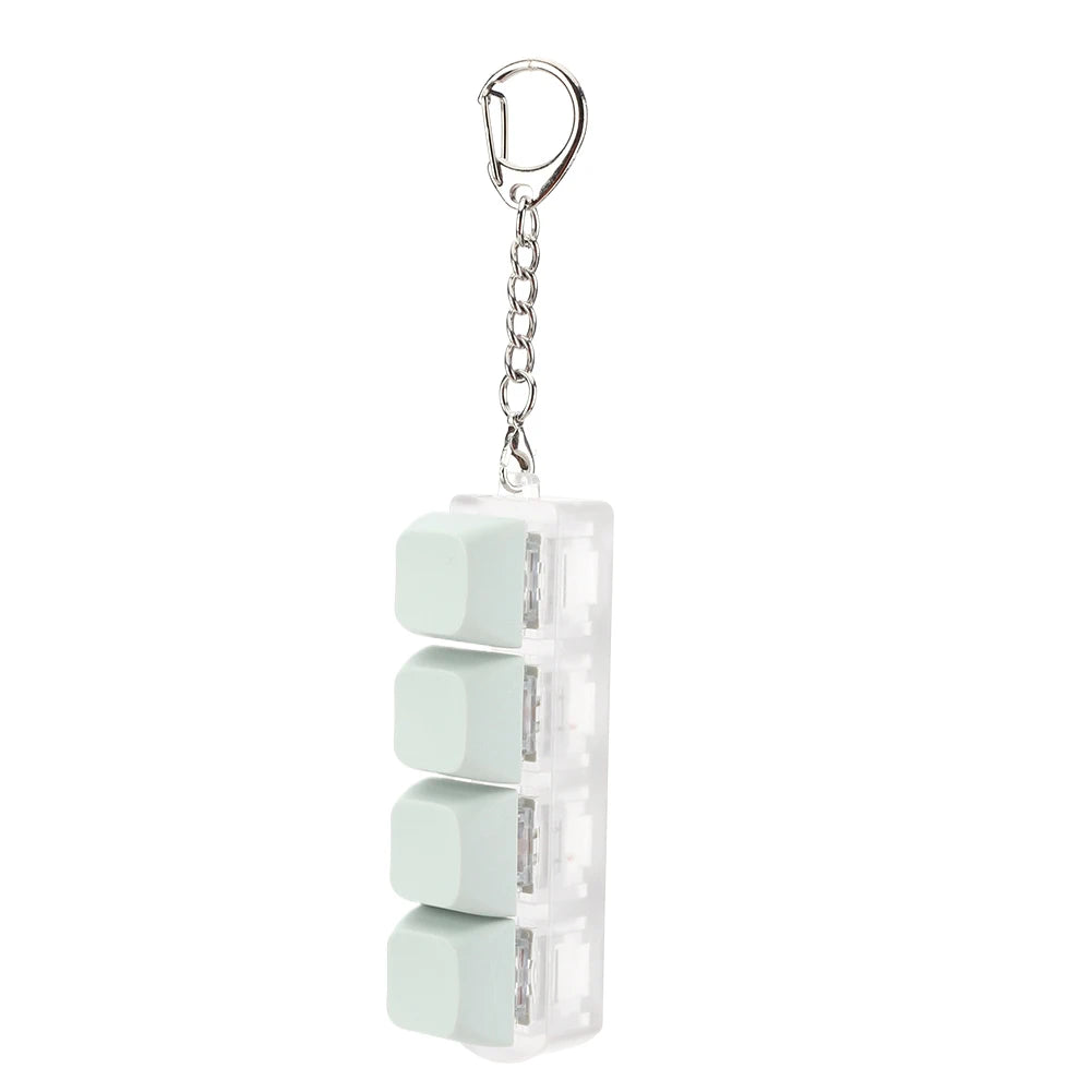 Keyboard Key Toy 4 Keys Button Keycap Fidget Keychain Keyboard Clicker Toy Keyboard Cube Toy for Adult Gifts To Relief Pass Time Qme Light Green