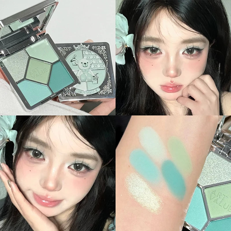 5 Colors Eyeshadow Palette Purple Glitter Pearlescent Matte Eye Shadow Shimmer Makeup Long Lasting Women Beauty Eye Cosmetics Qme 04