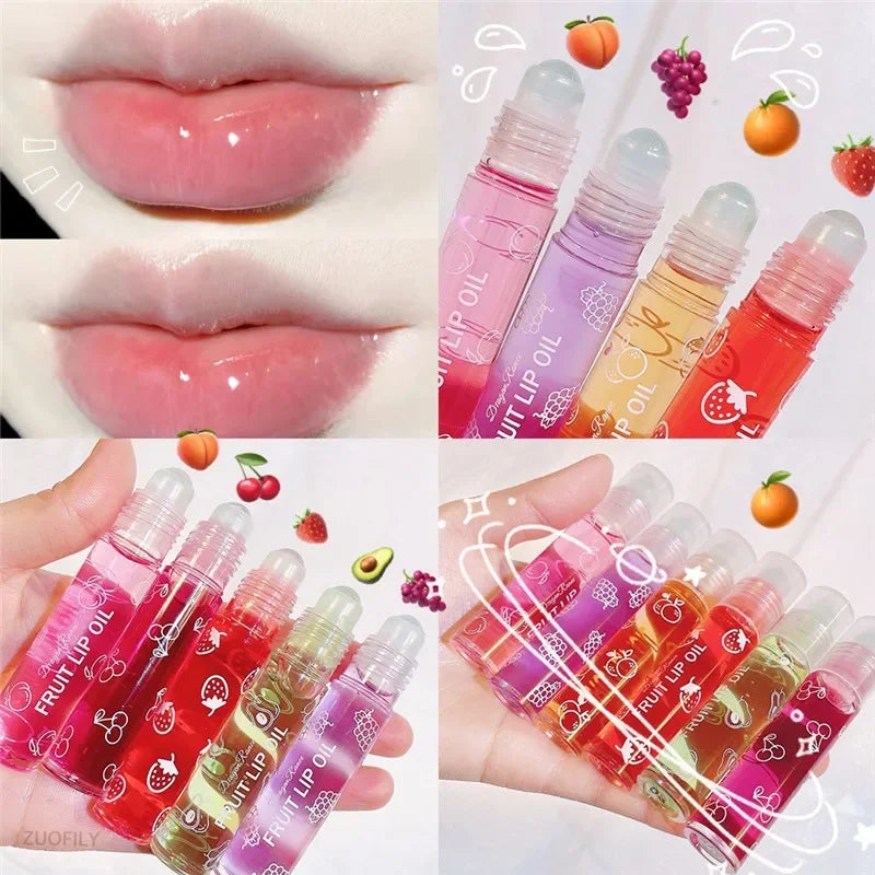 Fruit Lip Gloss Transparent Lip Oil Moisturizing Reducing Lip Lines Nourishes Lips Waterproof Long-lasting Liquid Lips Cosmetics Qme