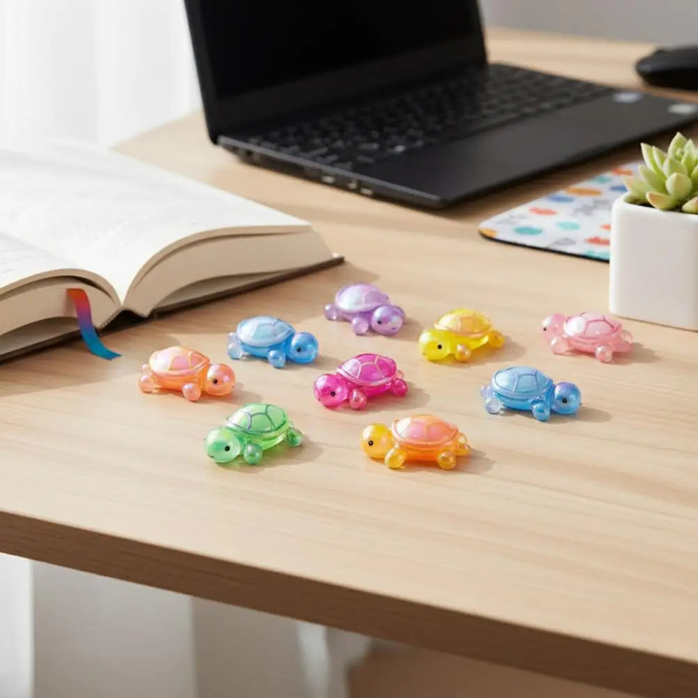 10Pcs Cute Mini Laser Turtle Ornaments Cute Mini Turtle Miniatures Micro Landscape Kids Toys Home Decor Gift New style Qme