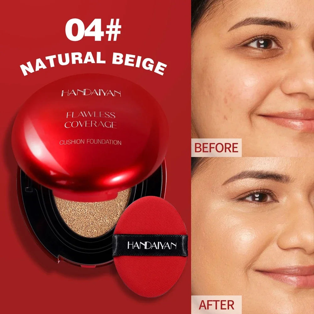  Air Cushion Foundation Light Natural Concealer Red Shell Foundation Natural Brighten Skin Color Long Lasting Makeup Foundation Qme 04