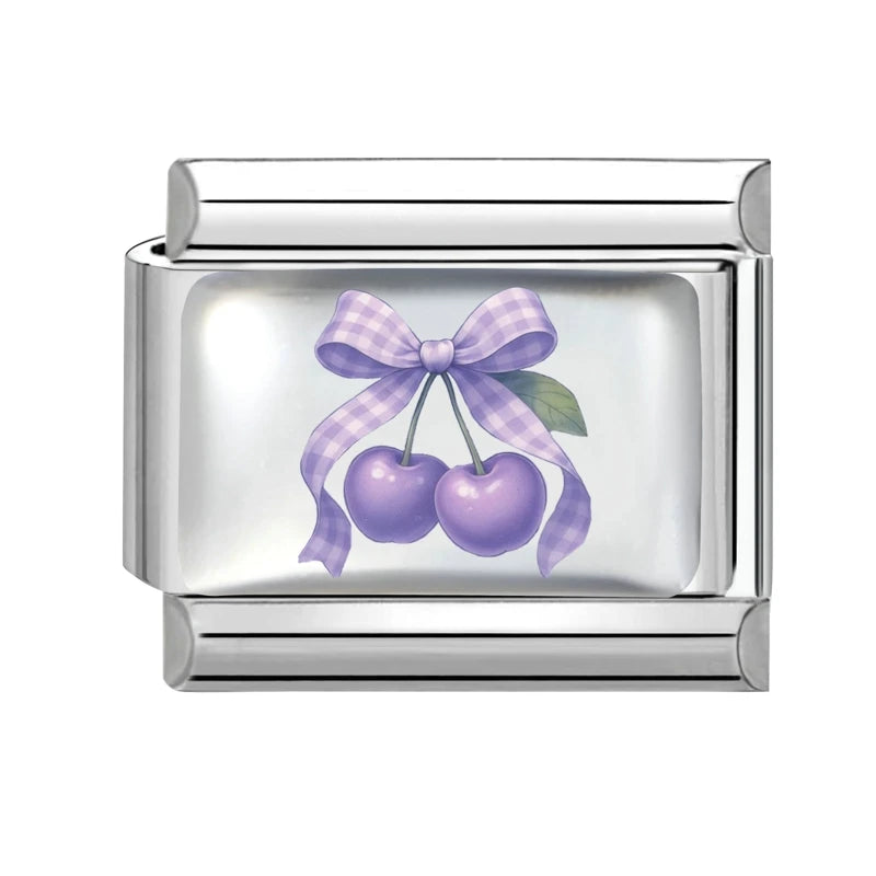 2026Fashion Pretty Bow Cherry Flower Peach Blossom Charm Italian