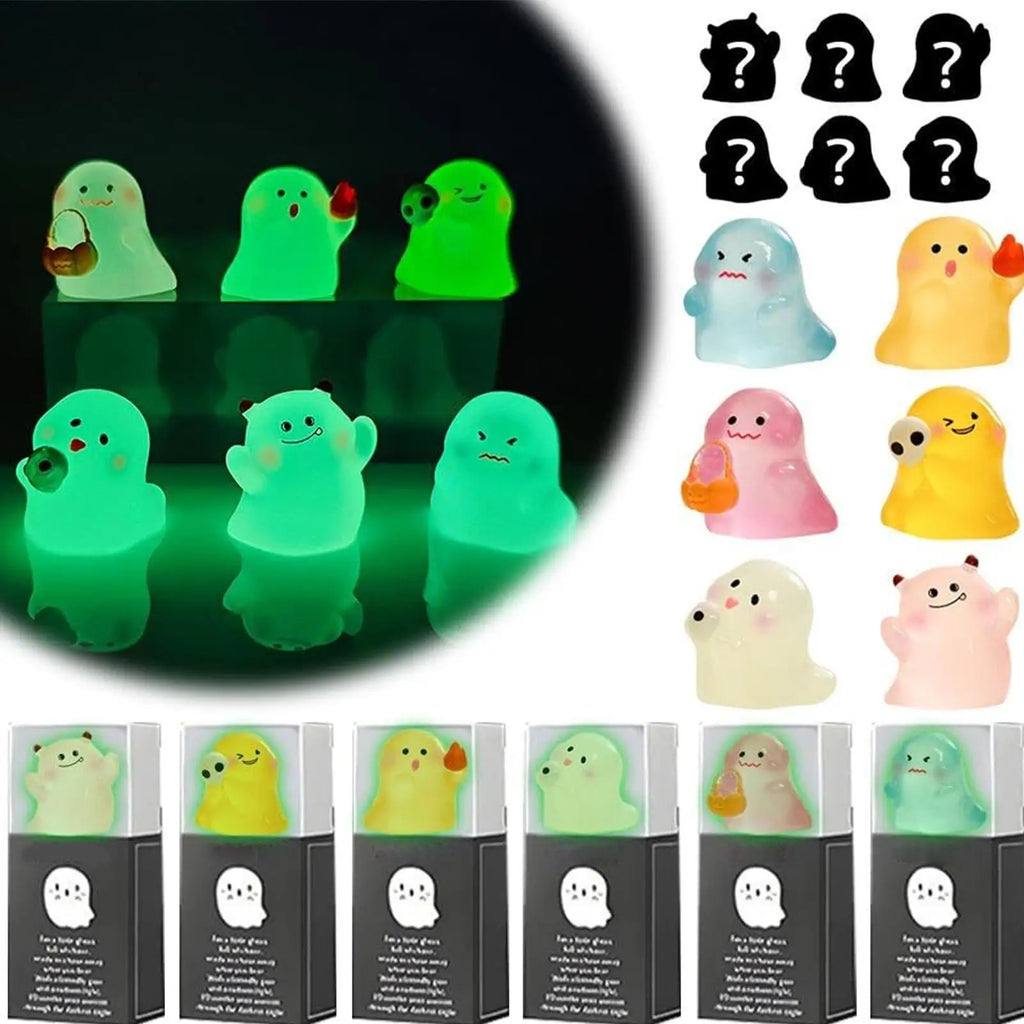 Ghost Figure Halloween Figurines Home Decor 6 Luminous Resin Statue Qme