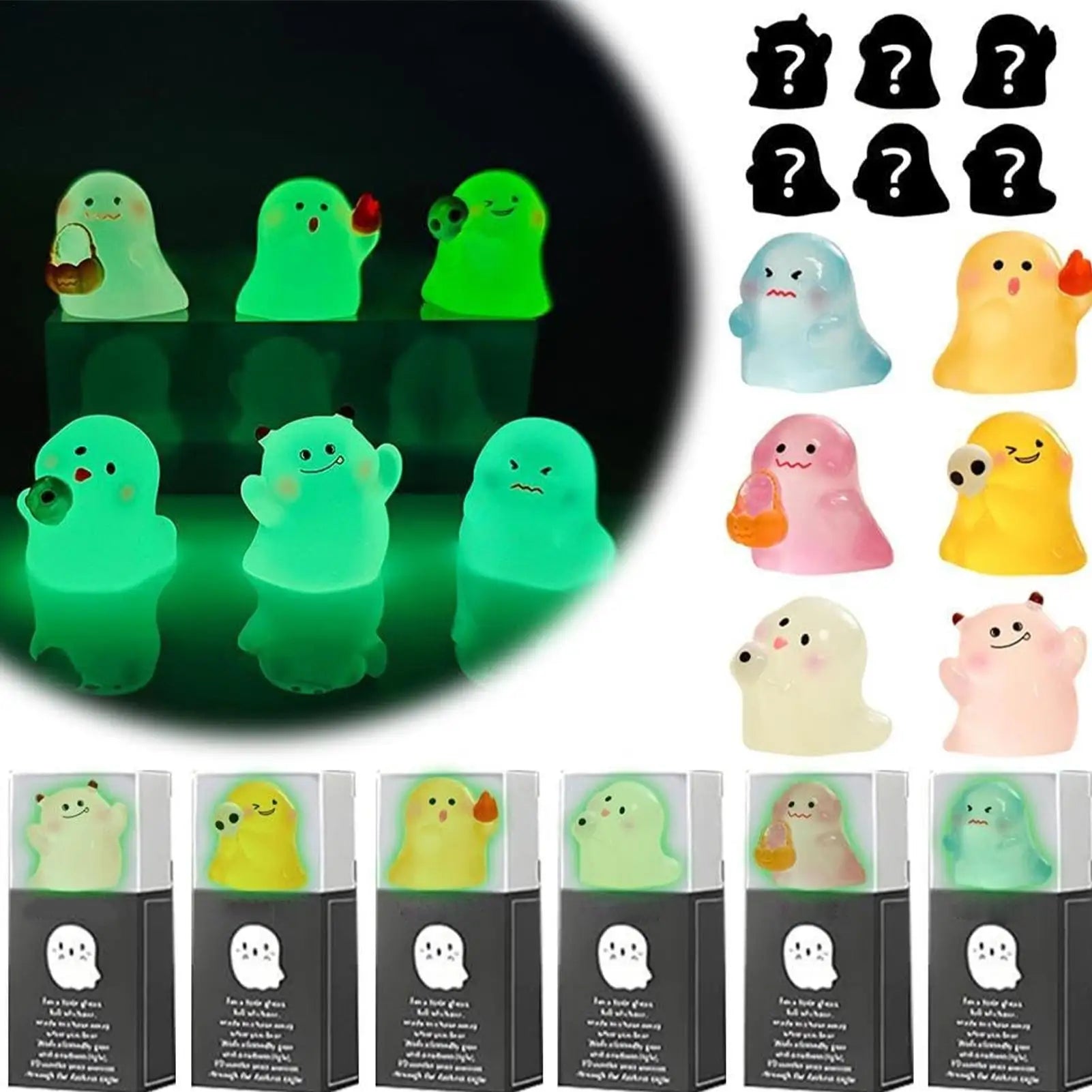 Ghost Figure Halloween Figurines Home Decor 6 Luminous Resin Statue Qme