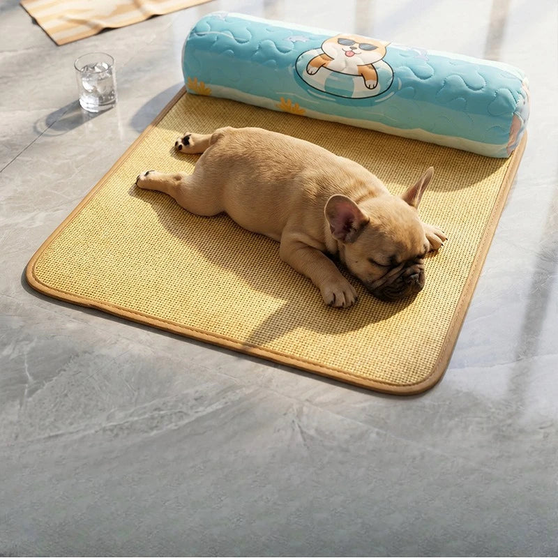 A 1Piece Pet Cooling Sofa Bed For Spring Summer, Breathable Removable Washable Bed Mat For Small Medium Dogs And Cats Rest Qme Swimming puppy 40-30cm