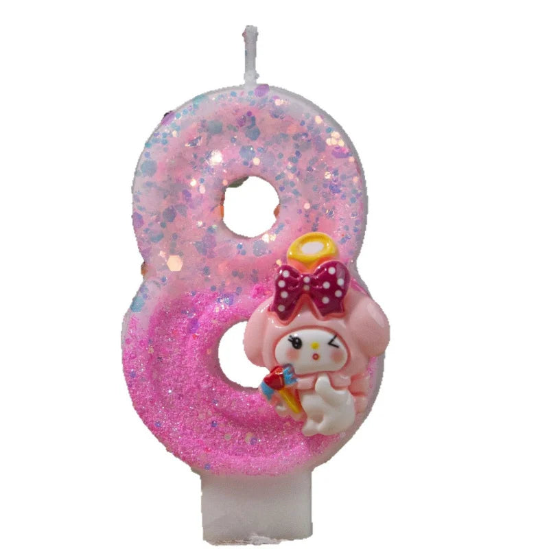 Melody 0-9 Numbered Birthday Candles Pink Cartoon Cake Topper Decorations Student Birthday Party Supplies Qme