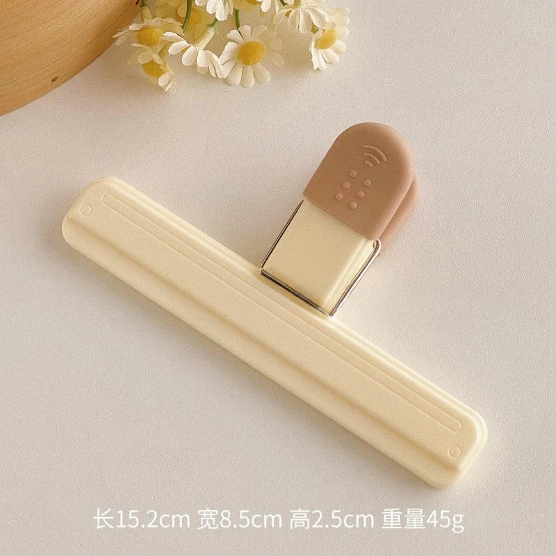 Reusable Food Storage Clips Leak Proof Sealing Snacks Spices Tea Bags Qme Beige