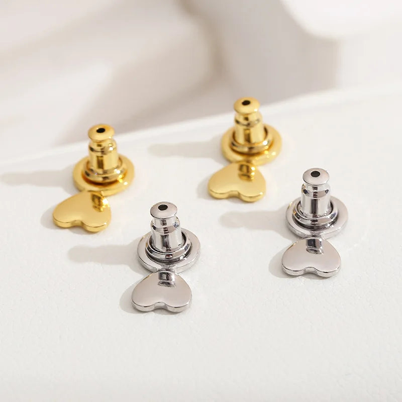 [Heavy Earring Support] 4Pcs Heart Locking Bullet Earring Backs | Earring Support Lifter Backs For Droopy Ears, Heavy Earrings Qme