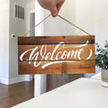 Rustic Welcome Wall Hanging Decor Wood Art Plaques Sign Door Sign for Home Living Room Decor Qme M