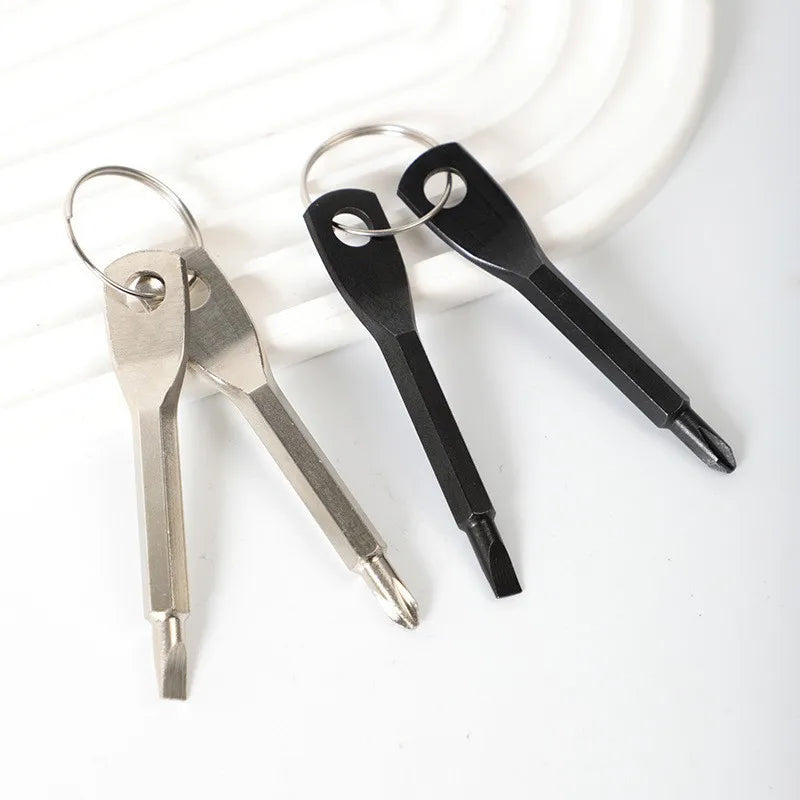 Portable Phillips Slotted Screwdriver Key Ring Keychain Mini Pocket Qme
