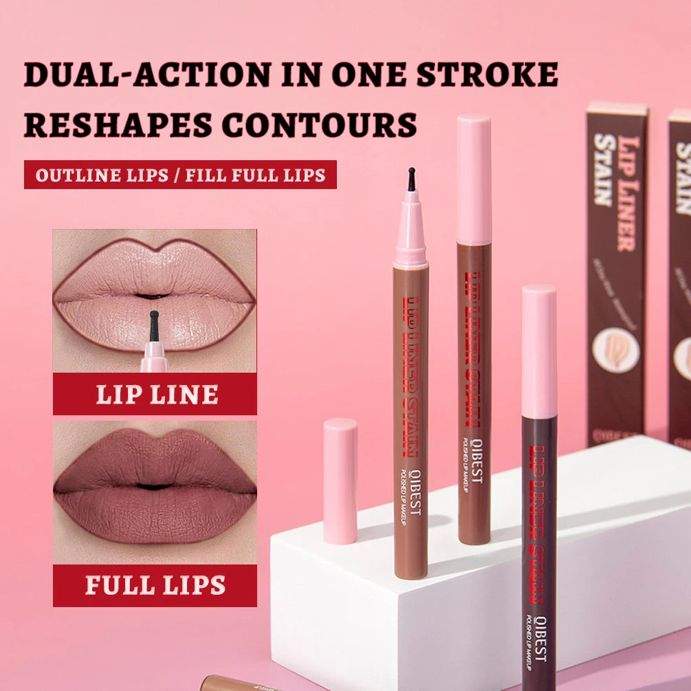 QIBEST Matte Liquid Lipliner Waterproof Lip Plumping Stain Natural Lip Liner Outline Lips Contour Pen Long Lasting Cosmetics Qme