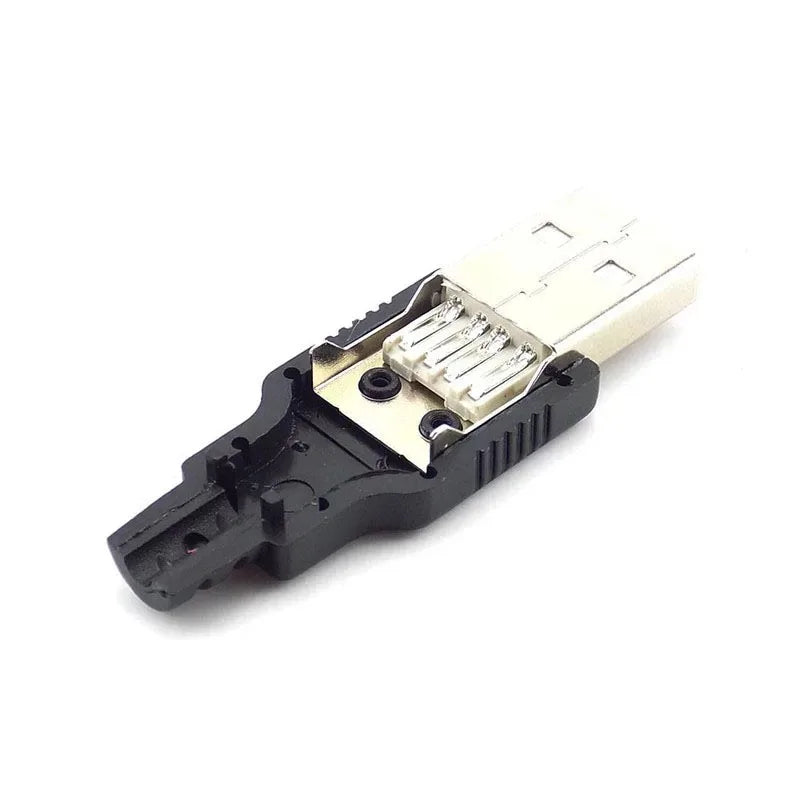 50pcs 4 Pin USB 2.0 Type A Male Socket plug Connector adapter With Black Plastic Cover Solder Type DIY Connector L19 Qme