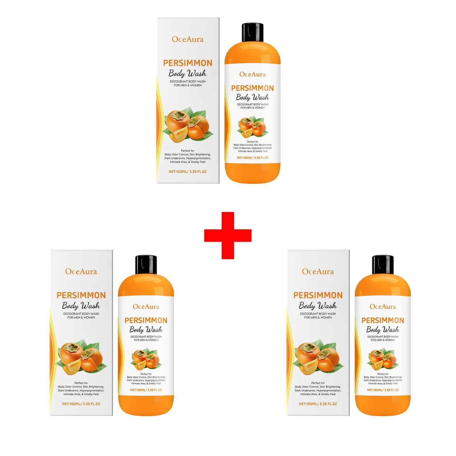Persimmon Body Wash Man Sweat Odor Removal Gently Clean Dirt Grease Anti Drying Brighten Dark Skin Exfoliating Body Shower Gel Qme 300ml Boxed