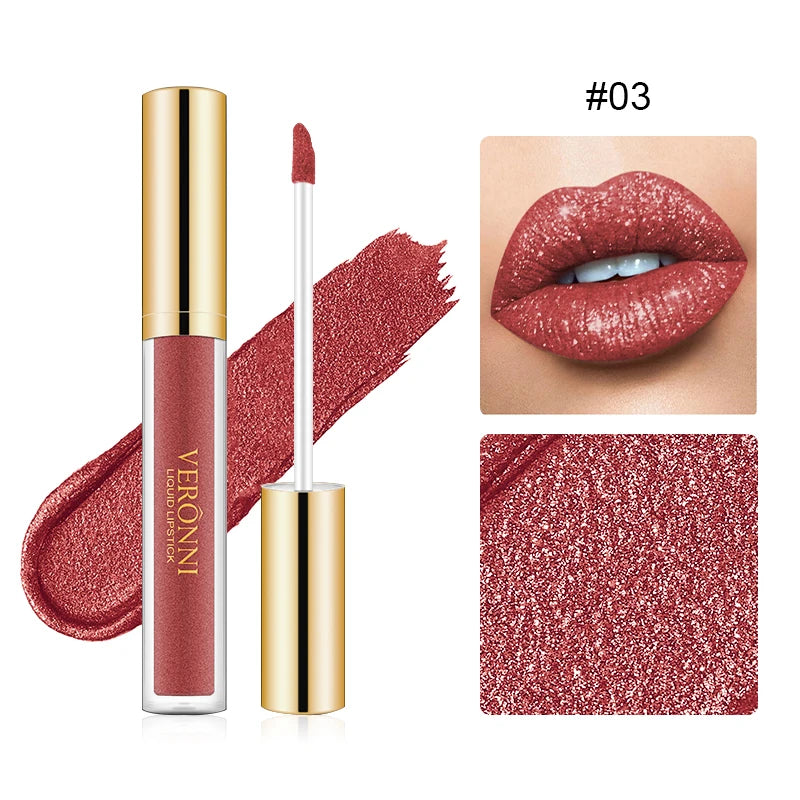 VERONNI Diamond Pearlescent Lip Gloss 10 Colors Non-stick Mermaid Qme 03