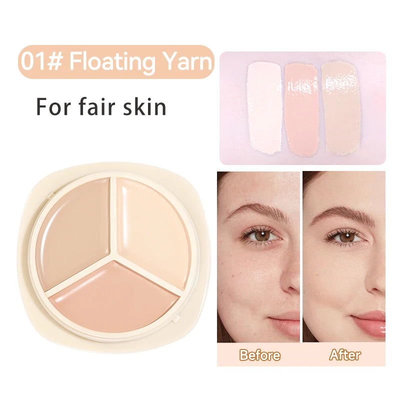 Three-color Concealer Palette Waterproof Long-lasting Contouring Qme 01