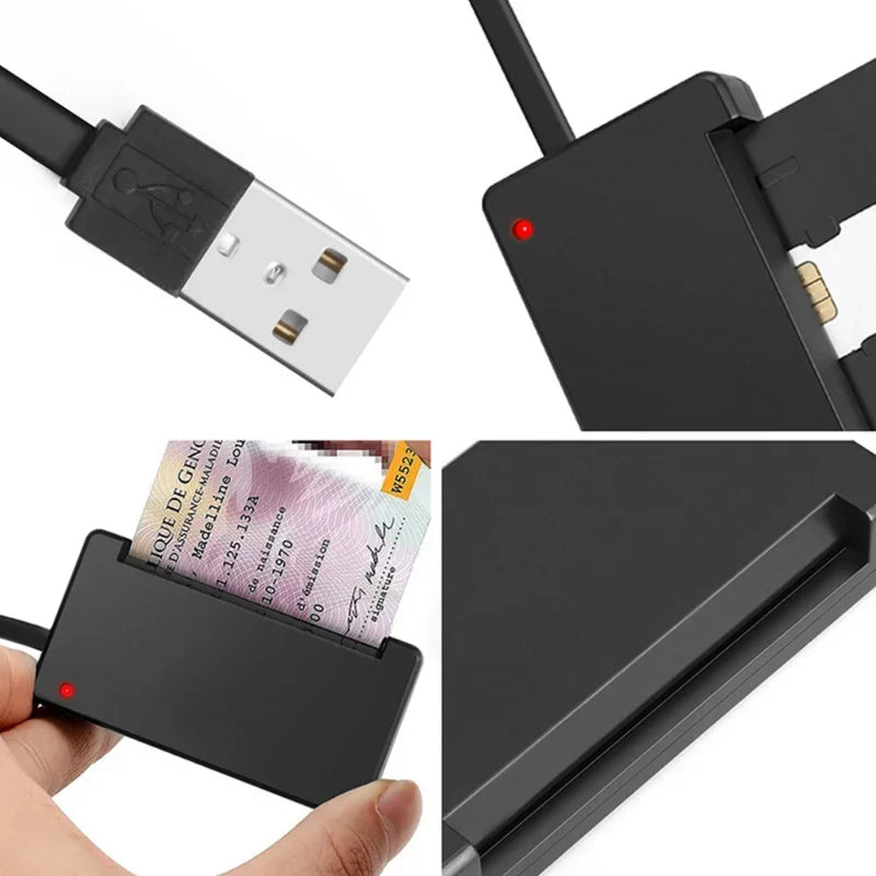 USB 2.0 smart Card Reader memory for ID Bank EMV electronic DNIE dni citizen sim cloner connector adapter PC computer Qme