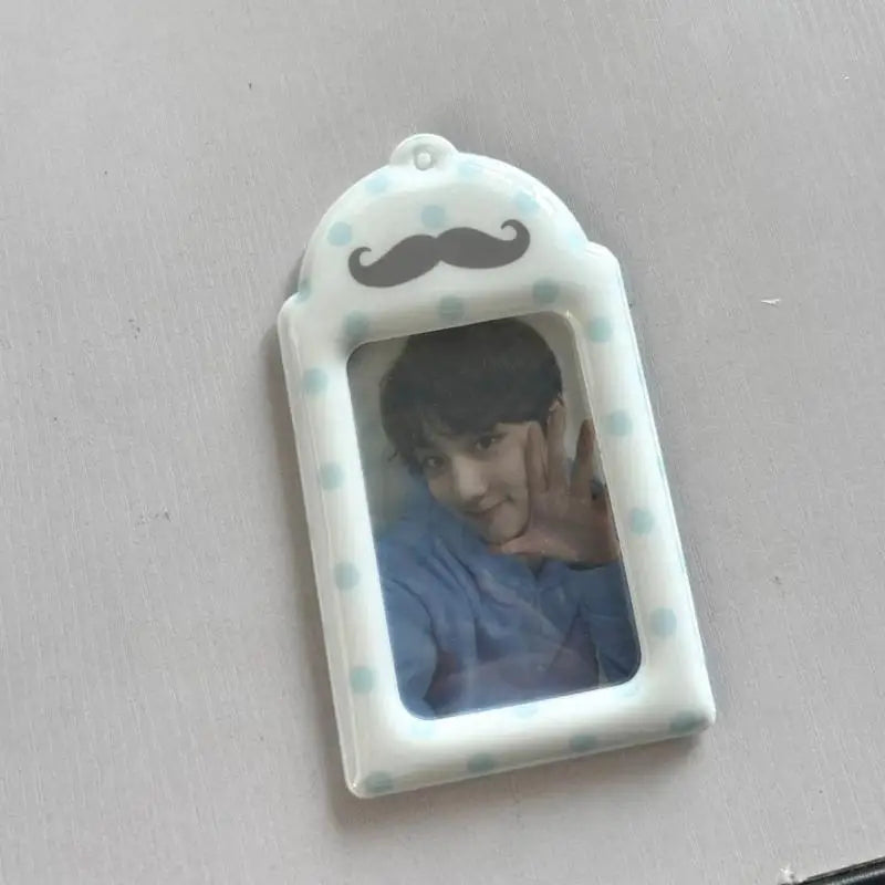 Polka Dot Mustache Print Card Holder Stylish PVC Kpop Photocard Meal Qme A1