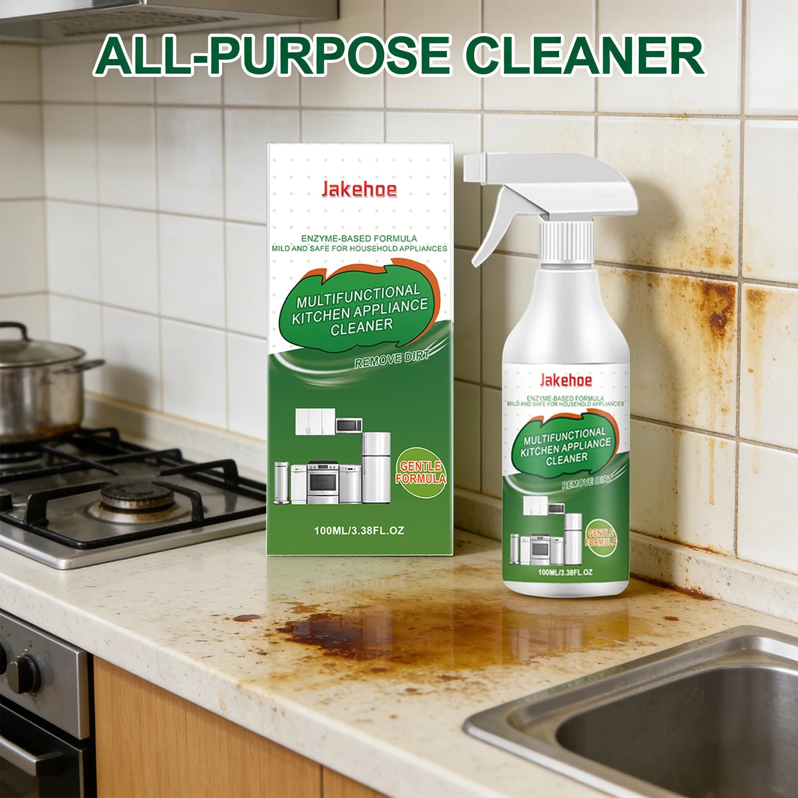 Multi Functional Degreaser Dissolve Stubborn Oil Stain Reduce Odor Restore Gloss Brightening Freshing Kitchen Appliance Cleaner Qme