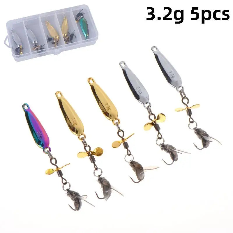 Fly Spinning Propeller Metal Sequins Soft Bait Micro Fishing Flies Qme A2