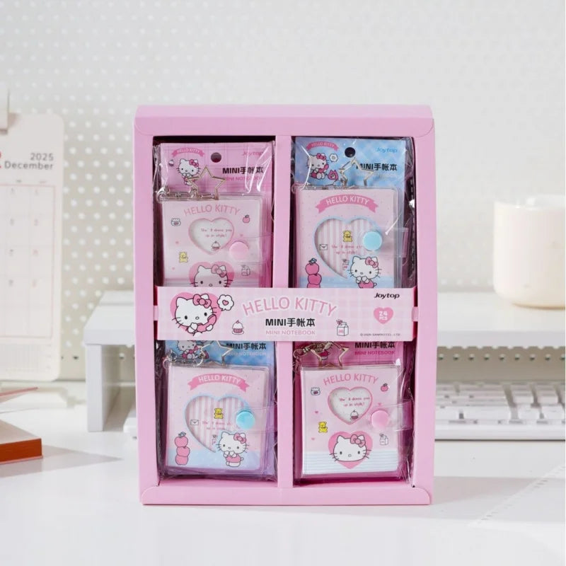 Hello Kitty Pink & Blue Series Notebook MINI Plastic-Covered Planner Student-Friendly Keychain Snap-Closure Notepad Qme