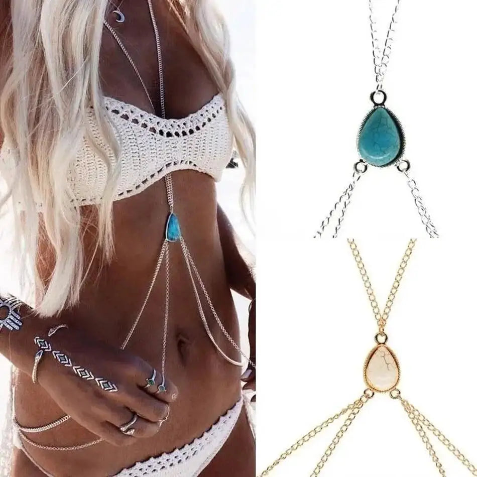Sexy Multilayer Tassel Bead Belly Waist Chains Beach Bikini Slave Qme