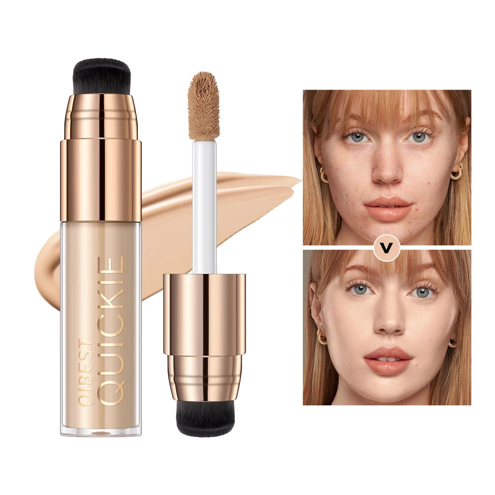 QIBEST 4 Colors Matte Liquid Foundation Hydrating Nourishing Full Coverage Blemish Brighten Concealer Base Maquiagem New Makeup Qme 01
