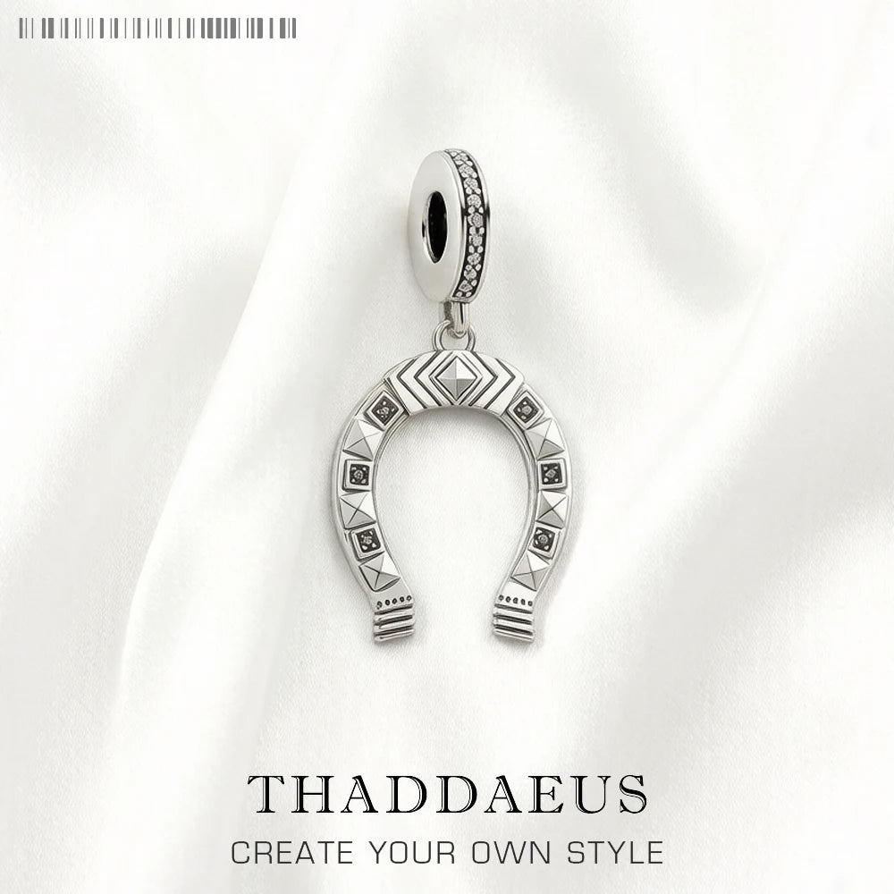 Ethnic Horseshoe Charm Pendants For Women Men Trendy 925 Sterling Silver Vintage Jewelry Qme