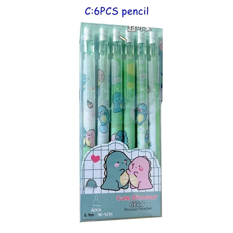 Kawaii Mechanical Pencil set 0.5/0.7mm 2B Refill Cute Cartoon Automatic Pencils School Office Supplies Child Gift Statione Qme 6pcs pencil set B