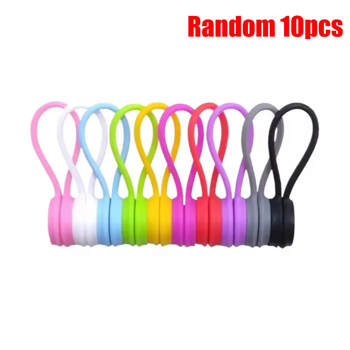 5 Random Reusable Magnetic Cable Ties Organizer Silicone Tying Things Qme 10pcs