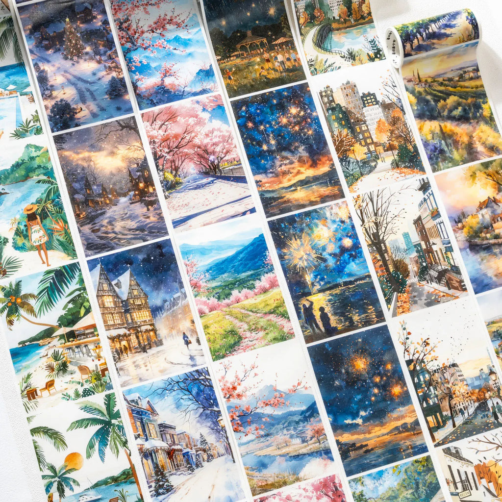 2M/Roll Landscape PET Tape Scrapbooking Junk Journal Creative Aesthetic Stationery Planner Deco Diary Stickers School Supplies Qme