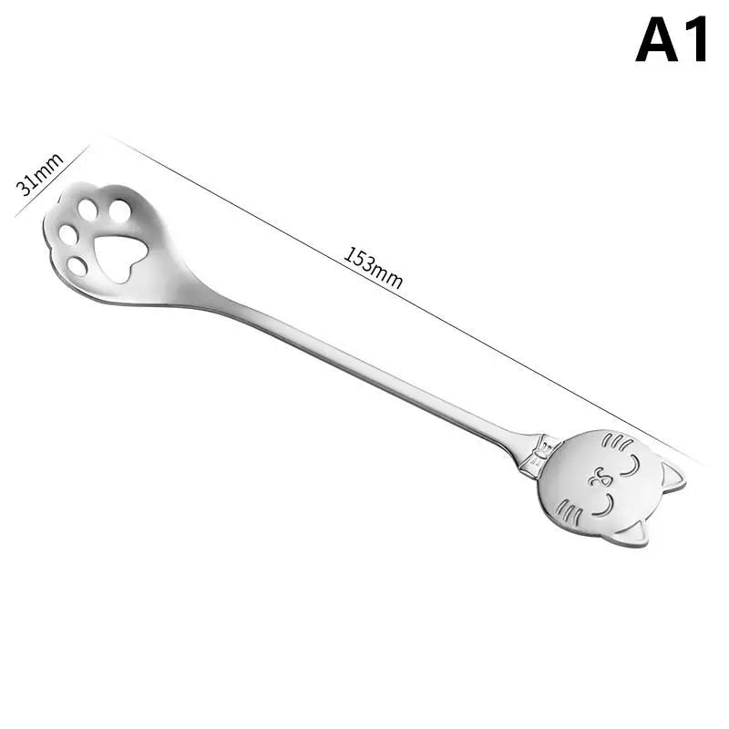 Stainless Steel Coffee Mixing Spoon Creative Cat Claw Spoon Ice Cream Cake Dessert Teaspoon Scoops Tableware Kitchen Accessories Qme A1