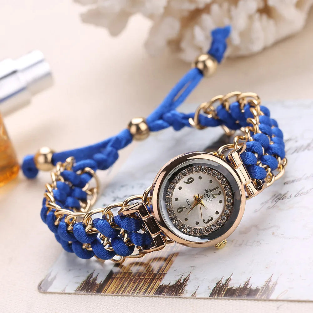 Women Knitting Rope Chain Winding Analog Quartz Movement Wrist Watch Fashionable Simple Style Quartz Wristwatch Reloj Mujer Qme
