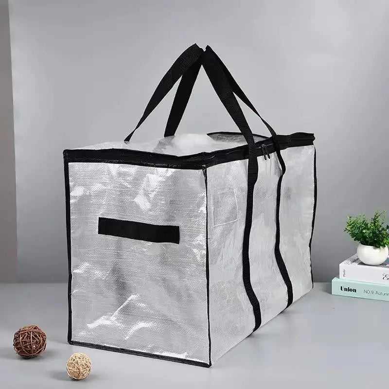 Transparent Large Capacity Woven Closet Sort Waterproof Double Zipper Qme