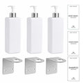 all Mounted Shampoo Dispenser Bottles Set of 3 16oz 500ml Plastic Shower Pump Bottles with Brackets and Labels for Body Wash Qme white