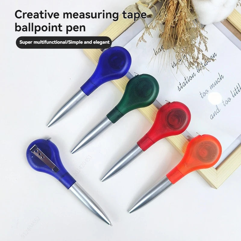 Creative 2-in-1 Ballpoint Pen & Retractable Tape Measure, 0.7 mm Blue Ink for Writing Comfort, Back to School Pens Qme