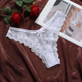 Cotton Crotch Women Lace Flower Briefs Low Waist Traceless Thong Qme White M 1pc