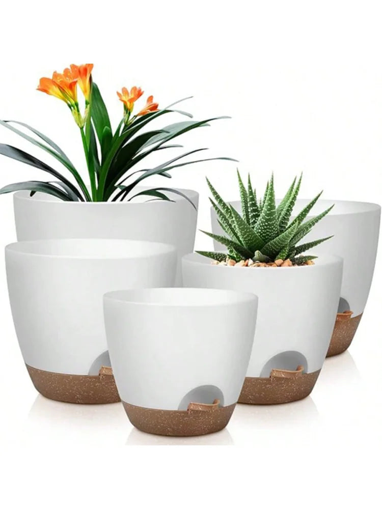 Indoor Decorative Flower Pot Drainage Hole 6-Pack Self-watering Qme 5pcs
