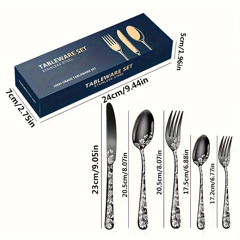 20 piece set, 1 set for home kitchen, Western cuisine, steak pattern, knife, fork, spoon set Qme