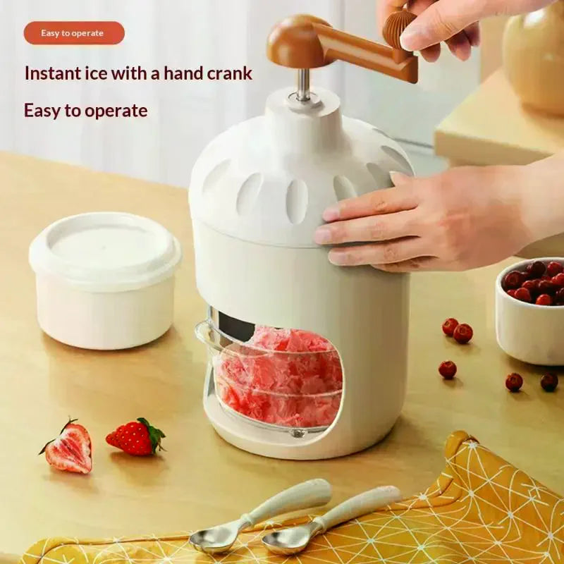 Shaved Ice Machine Small Manual Ice Crusher Home Hand-cranked Machine Making Smoothie Machine Practical Portable Ice Cream Tools Qme
